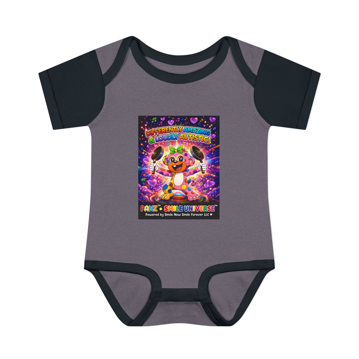 Panz™ Infant Baby Rib Bodysuit – "Differently Amazing & Loudly Autistic!" Graphic | Smile Universe Collection