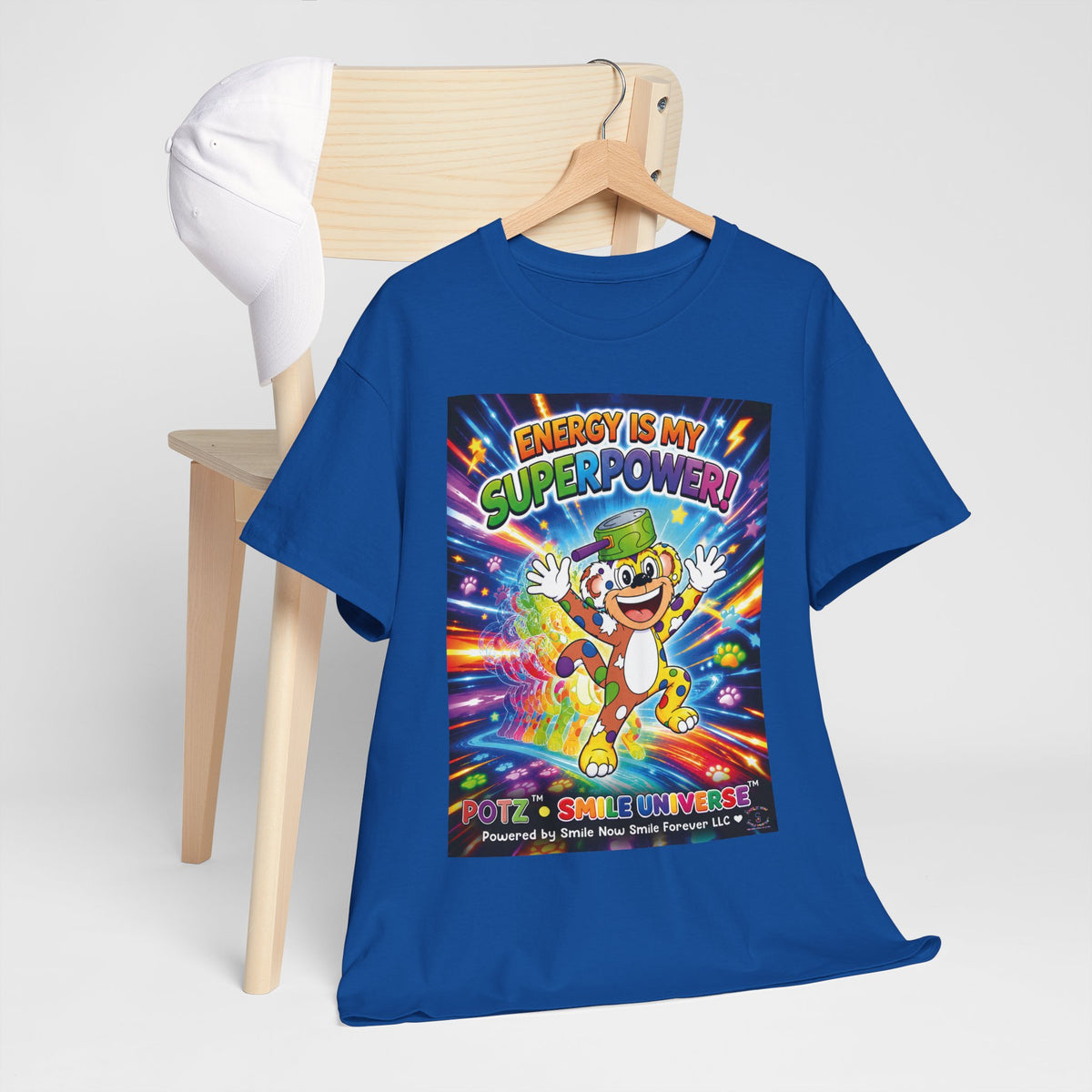 Potz™ Unisex Heavy Cotton™ Tee – "Energy is My Superpower!" Graphic Tee | Smile Universe Collection