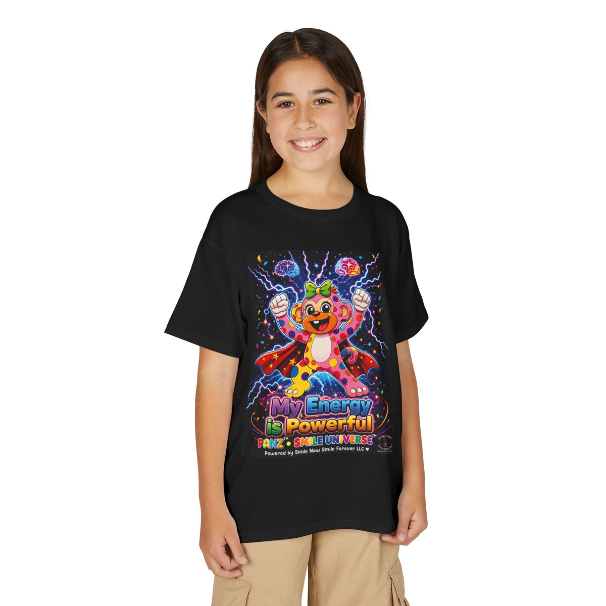Panz™ Youth DryBlend® T-Shirt – "My Energy is Powerful" Graphic Tee | Smile Universe Collection
