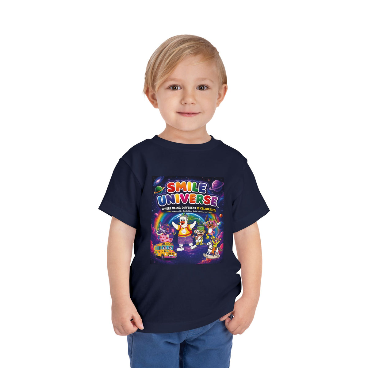 Smile Universe™ Toddler Short Sleeve Tee – "Where Being Different is CELEBRATED!" Graphic