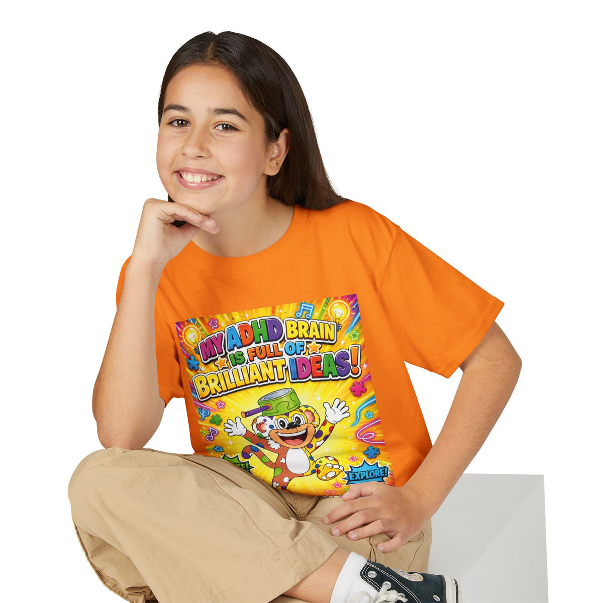 Potz™ Youth DryBlend® T-Shirt – "My ADHD Brain is Full of Brilliant Ideas!" Graphic Tee | Smile Universe Collection