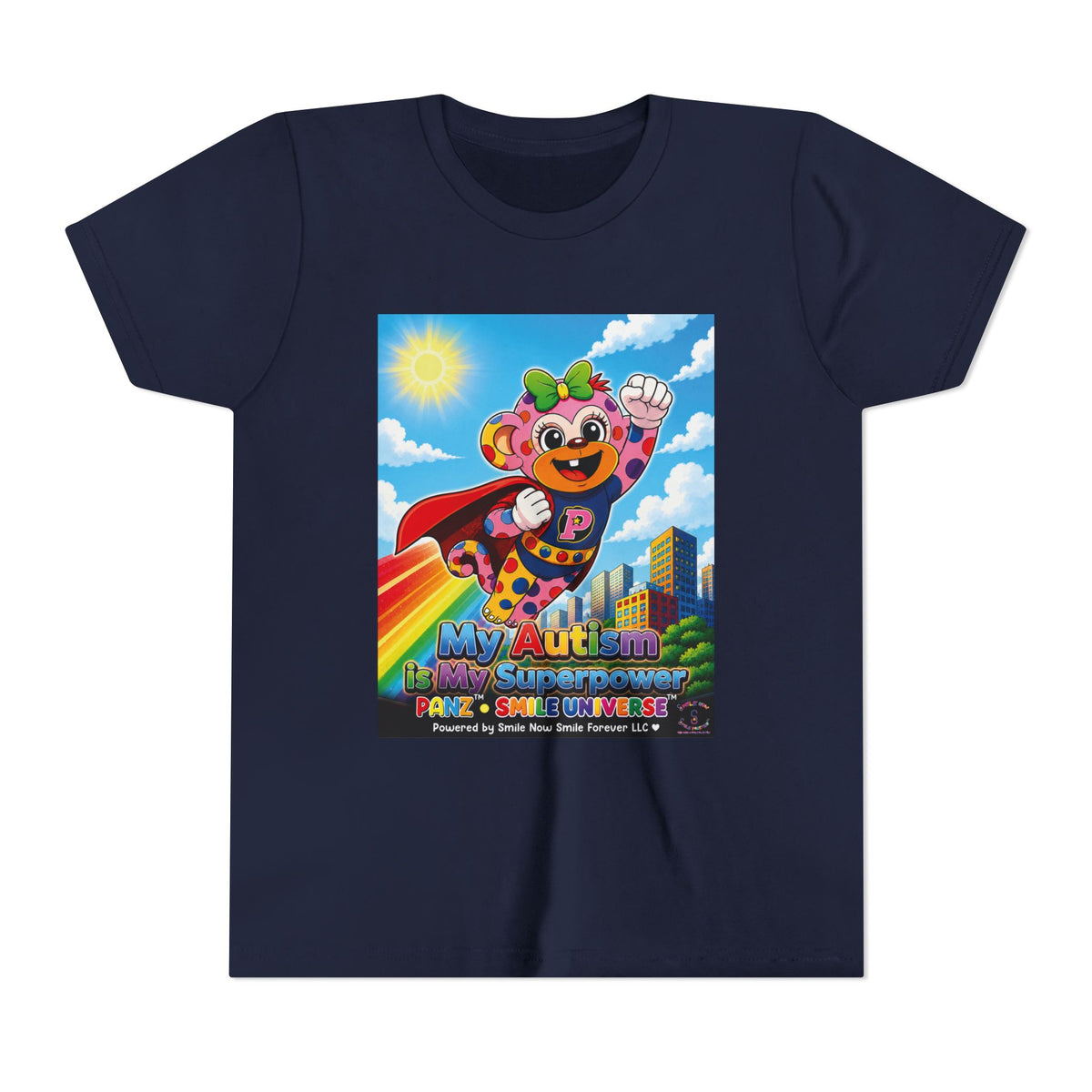 Panz™ Youth Short Sleeve Tee – "My Autism is My Superpower" Graphic | Smile Universe Collection