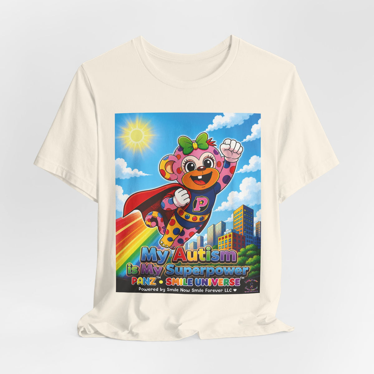 Panz™ Unisex Jersey Short Sleeve Tee – "My Autism is My Superpower" Graphic | Smile Universe Collection