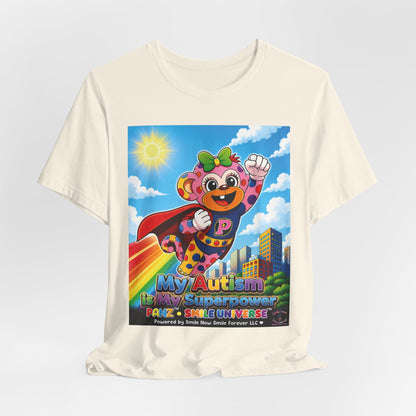 Panz™ Unisex Jersey Short Sleeve Tee – "My Autism is My Superpower" Graphic | Smile Universe Collection