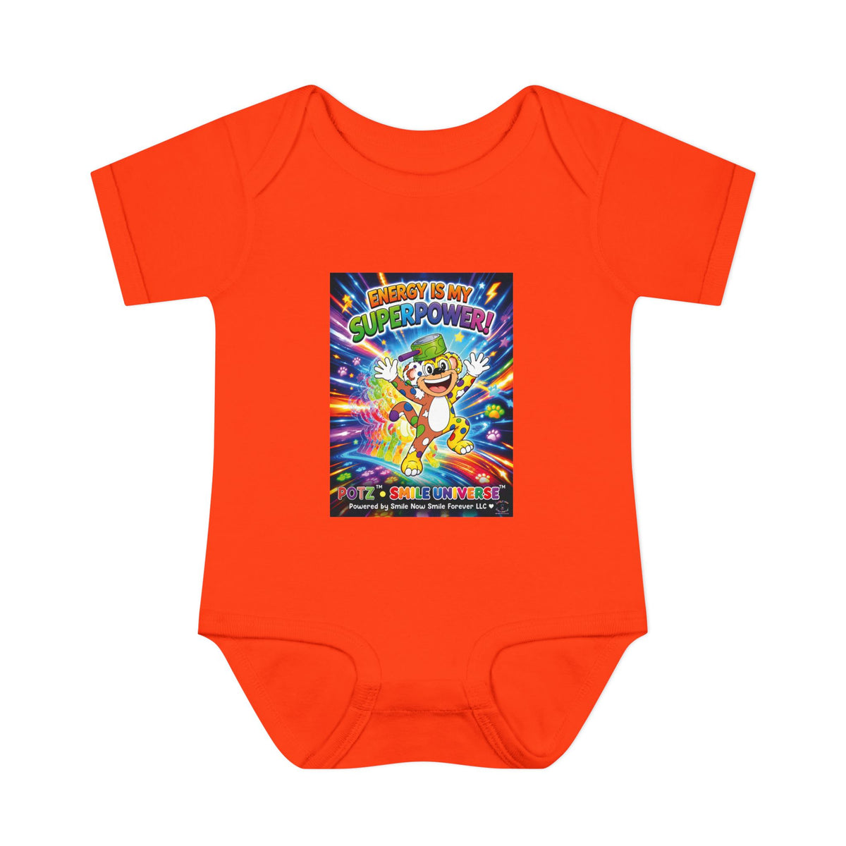 Potz™ Infant Baby Rib Bodysuit – "Energy is My Superpower!" Graphic Onesie | Smile Universe Collection