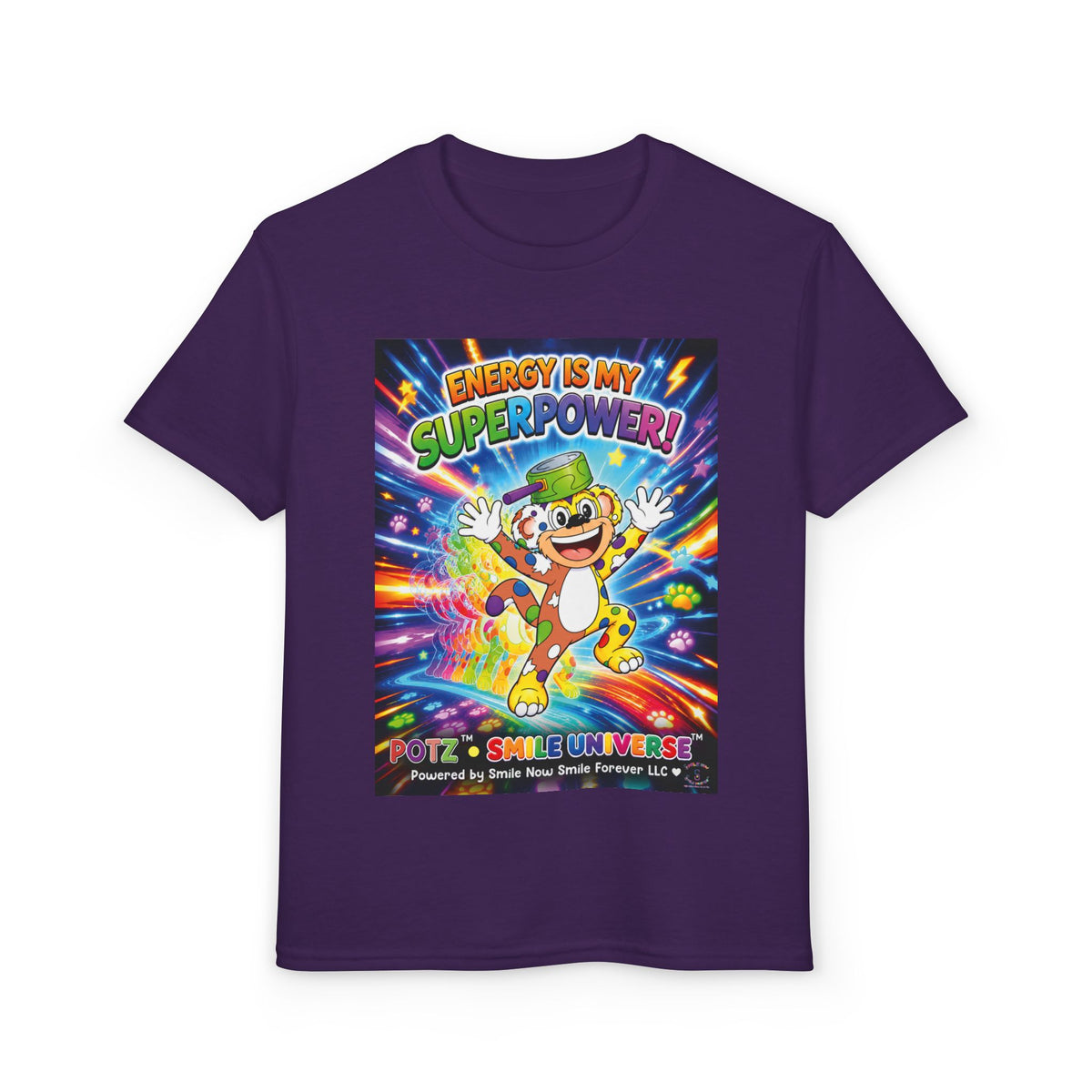 Potz™ Youth DryBlend® T-Shirt – "Energy is My Superpower!" Graphic Tee | Smile Universe Collection