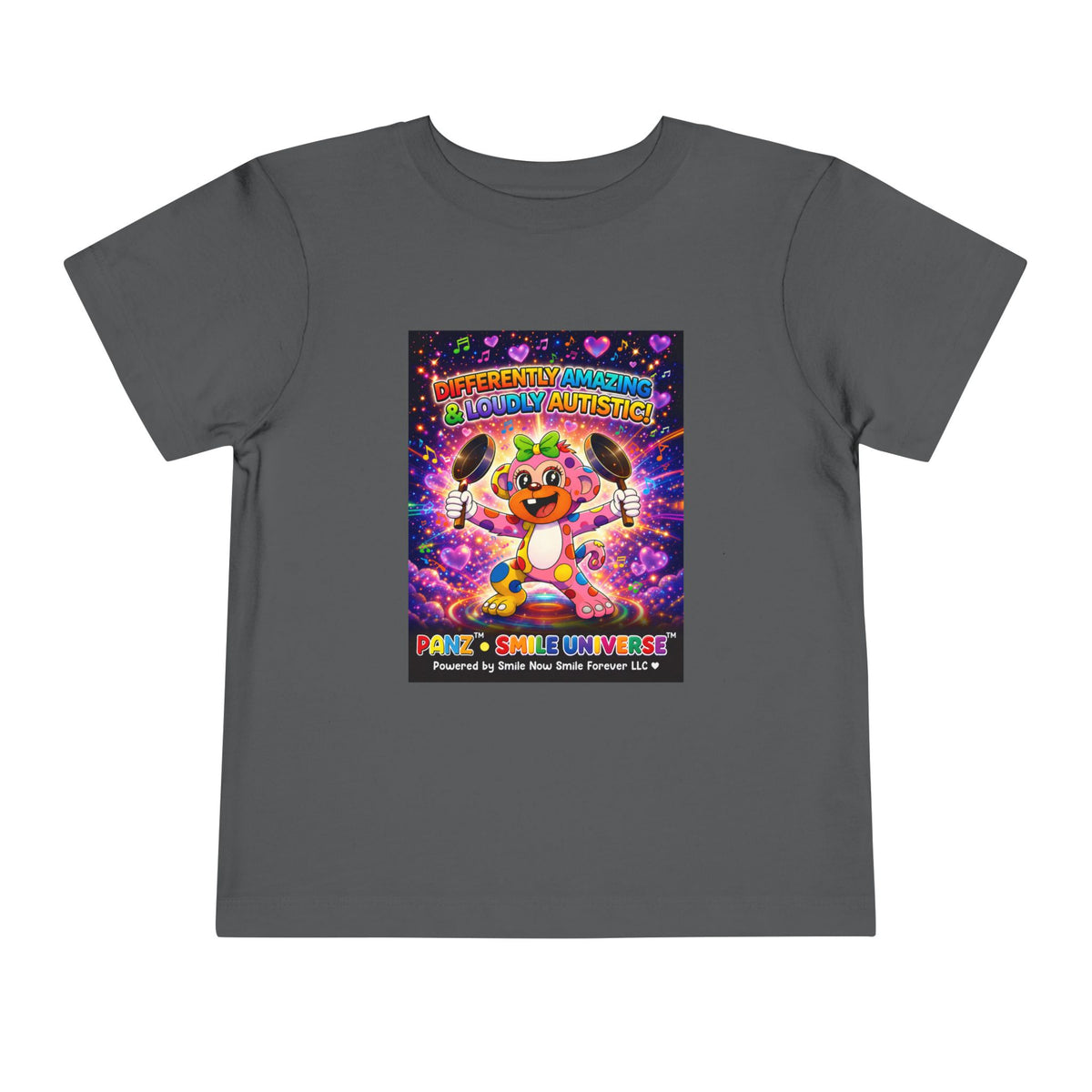 Panz™ Toddler Short Sleeve Tee – "Differently Amazing & Loudly Autistic!" Graphic | Smile Universe Collection