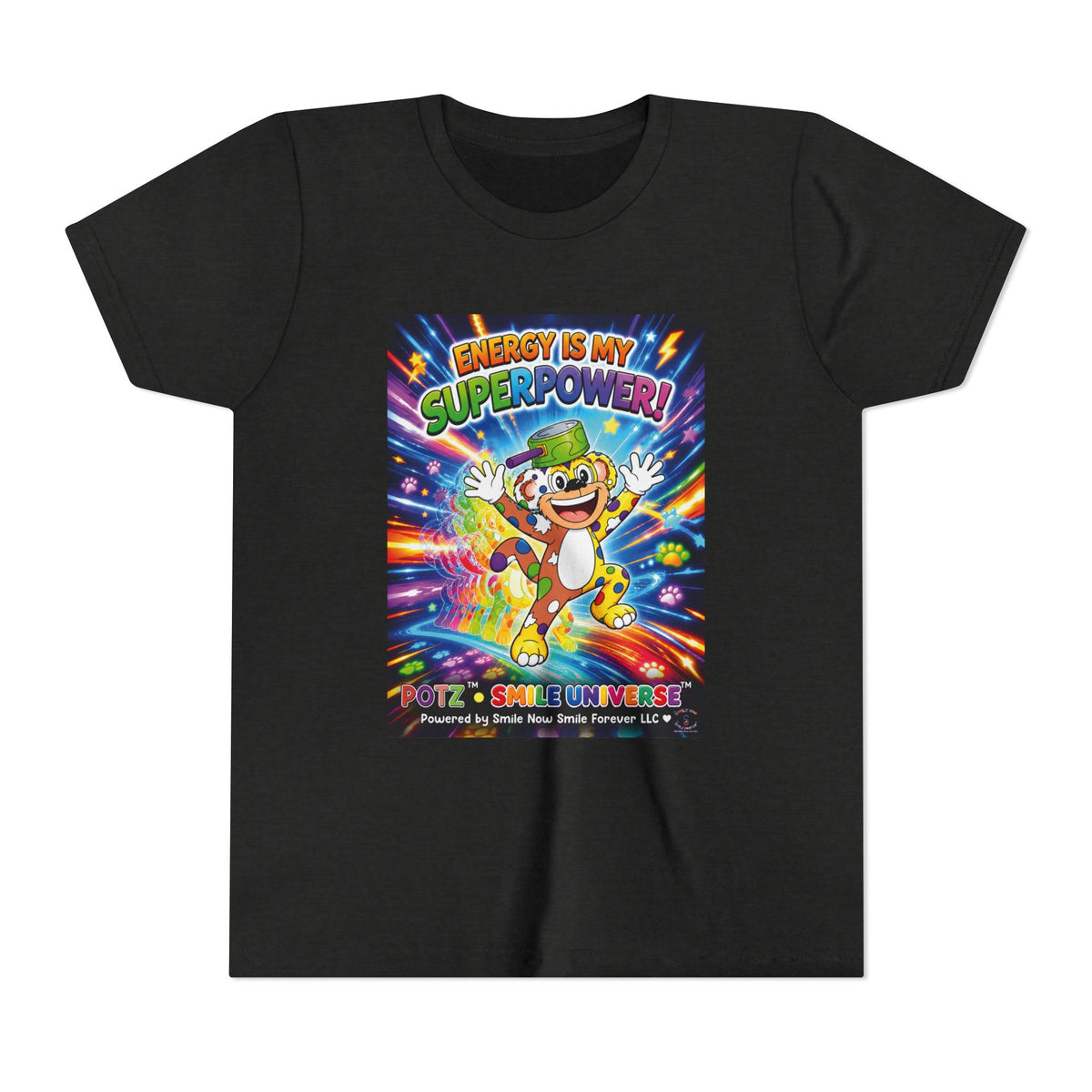 Potz™ Youth Short Sleeve Tee – "Energy is My Superpower!" Graphic Tee | Smile Universe Collection