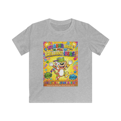 Potz™ Kids Softstyle Tee – "My ADHD Brain is Full of Brilliant Ideas!" Graphic Tee | Smile Universe Collection