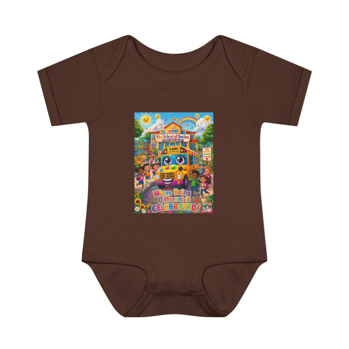 Lani™ Infant Baby Rib Bodysuit – "Where Being Different is CELEBRATED!" Graphic