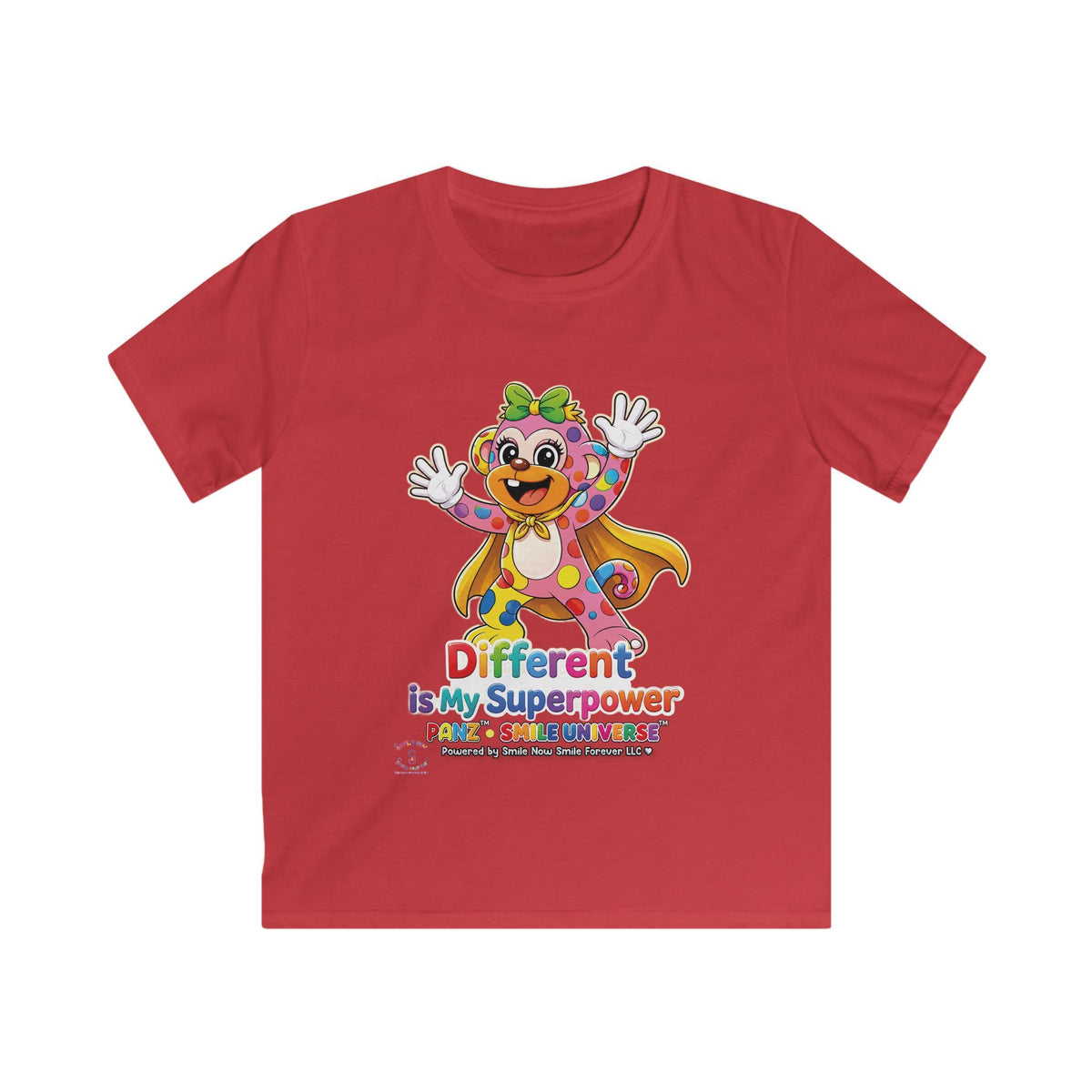 Panz™ Kids Softstyle Tee – "Different is My Superpower" Graphic | Smile Universe