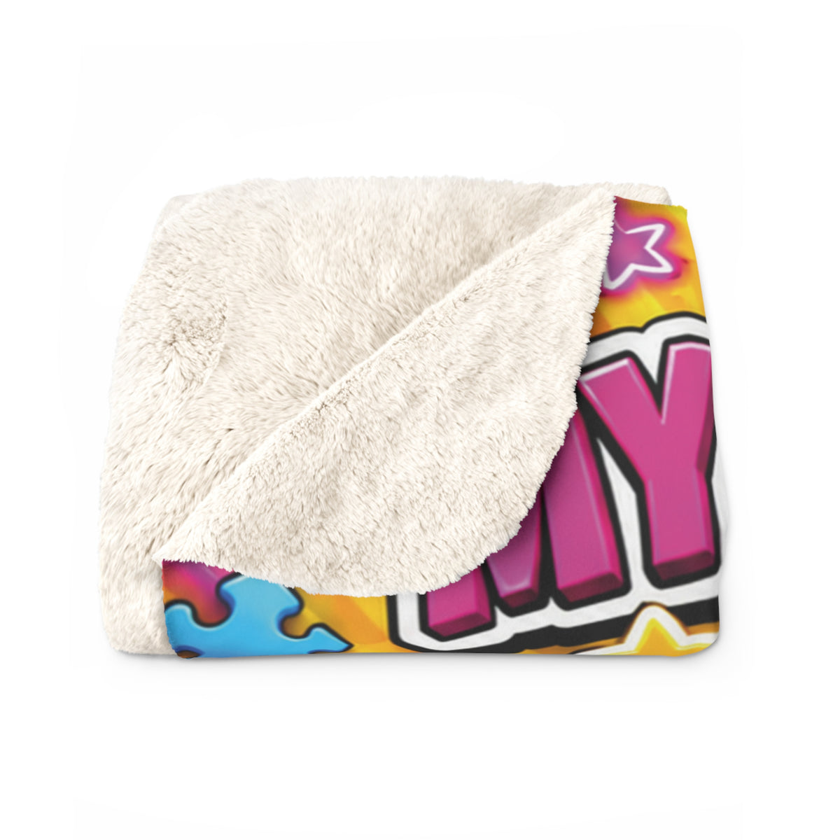 Potz™ Sherpa Fleece Blanket – "My ADHD Brain is Full of Brilliant Ideas!" Graphic Throw | Smile Universe Collection