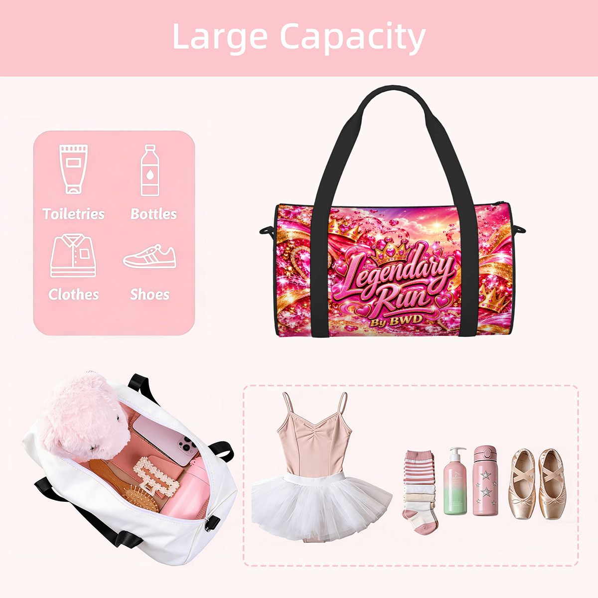 BWD Legendary Run™ AOP Mini Duffle Bag — Pink Royalty