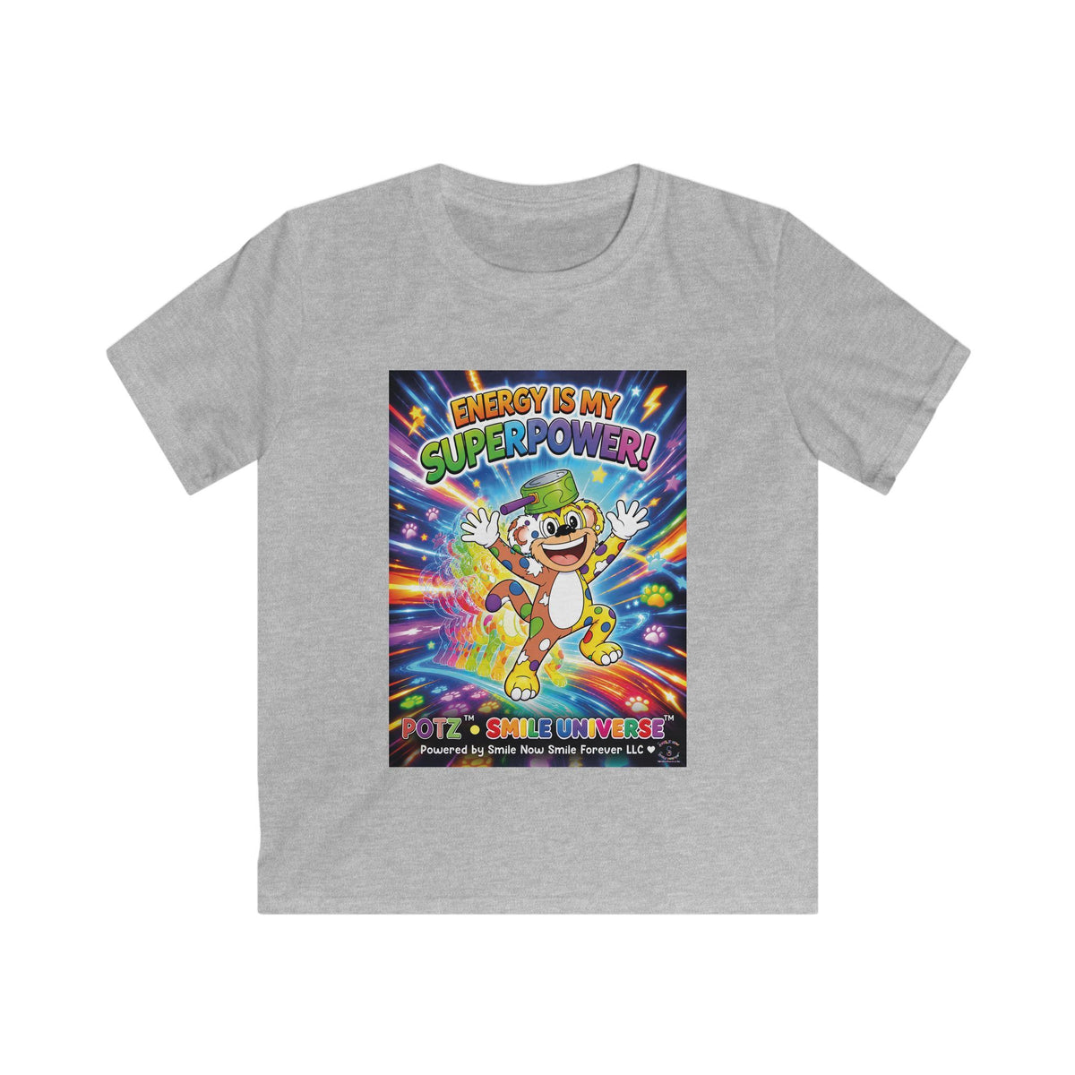 Potz™ Kids Softstyle Tee – "Energy is My Superpower!" Graphic Tee | Smile Universe Collection