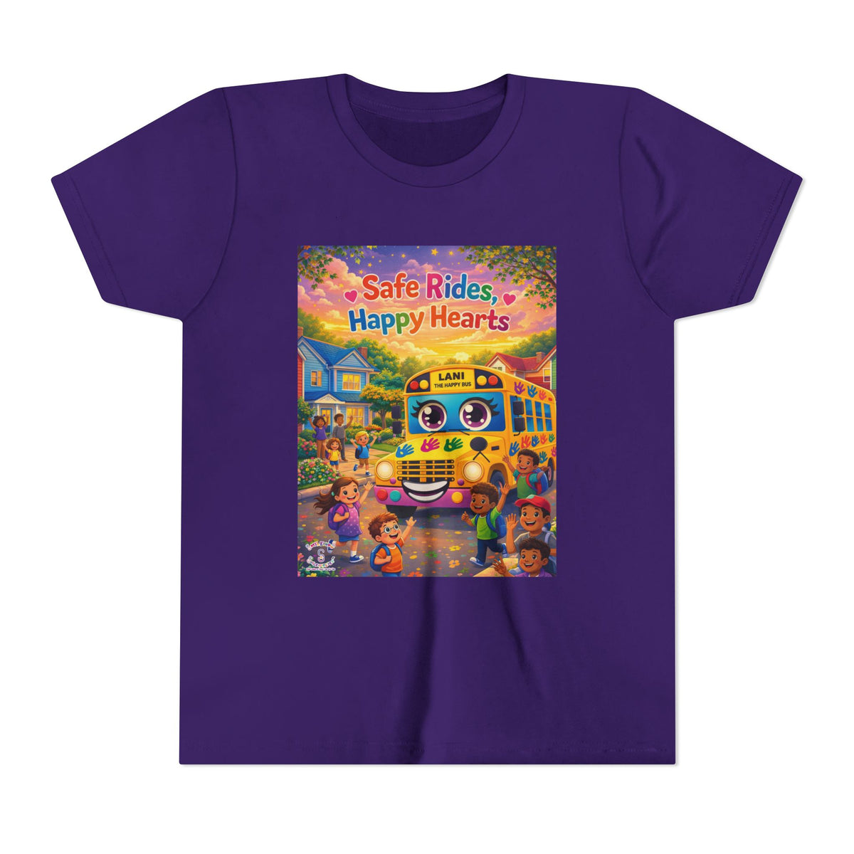 Lani™ Youth Short Sleeve Tee – "Safe Rides, Happy Hearts" Graphic
