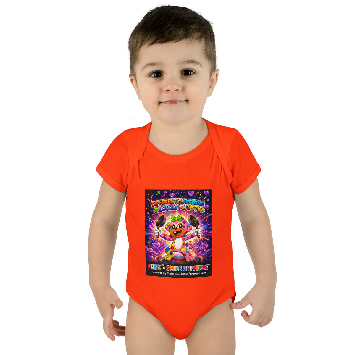 Panz™ Infant Baby Rib Bodysuit – "Differently Amazing & Loudly Autistic!" Graphic | Smile Universe Collection