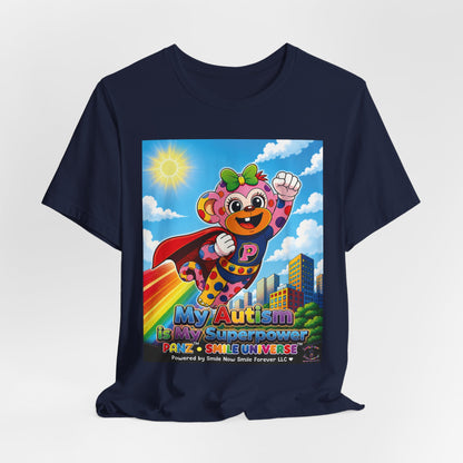 Panz™ Unisex Jersey Short Sleeve Tee – "My Autism is My Superpower" Graphic | Smile Universe Collection
