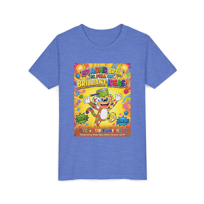 Potz™ Youth Short Sleeve Tee – "My ADHD Brain is Full of Brilliant Ideas!" Graphic Tee | Smile Universe Collection