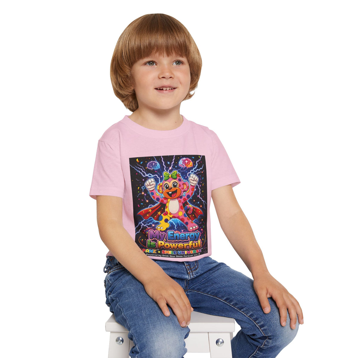Panz™ Heavy Cotton™ Toddler T-Shirt – "My Energy is Powerful" Graphic Tee | Smile Universe Collection