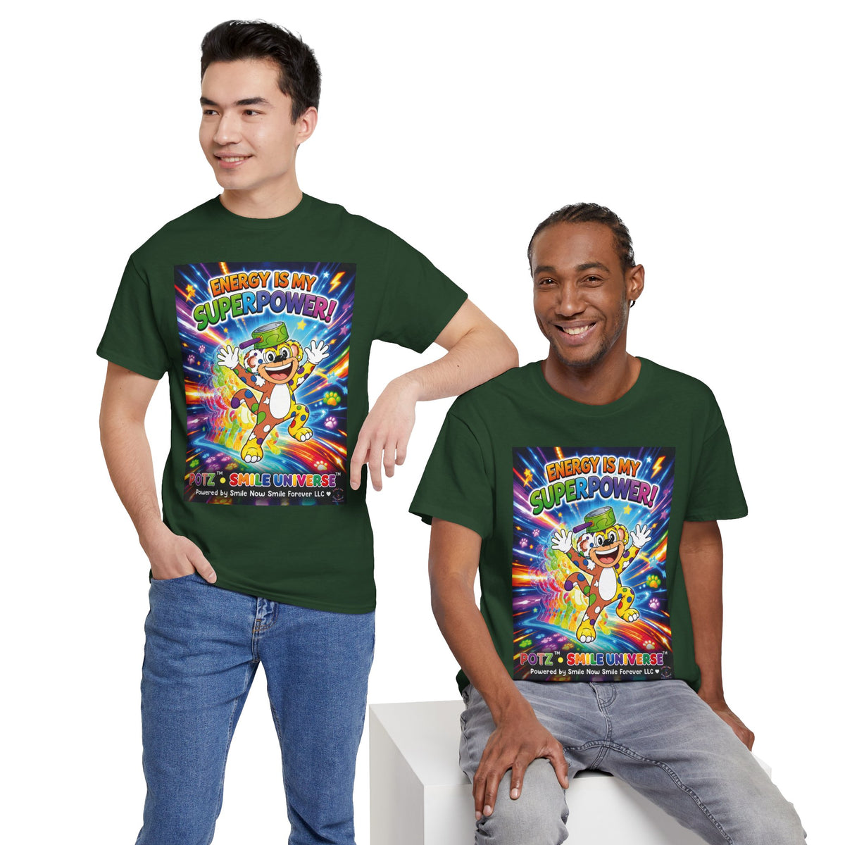 Potz™ Unisex Heavy Cotton™ Tee – "Energy is My Superpower!" Graphic Tee | Smile Universe Collection