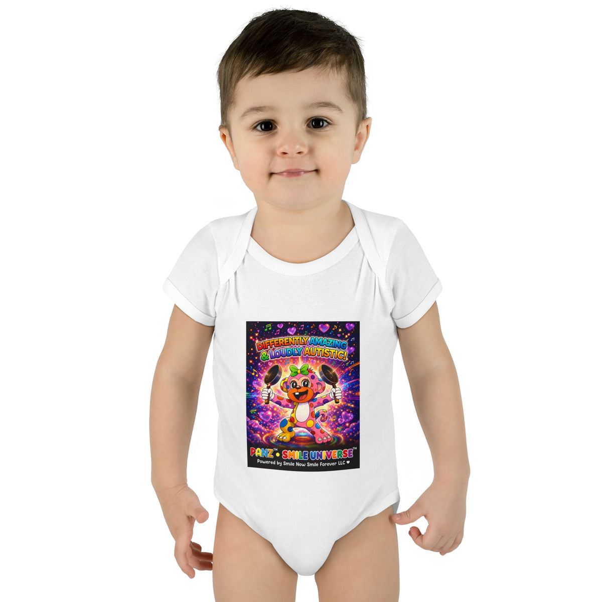 Panz™ Infant Baby Rib Bodysuit – "Differently Amazing & Loudly Autistic!" Graphic | Smile Universe Collection