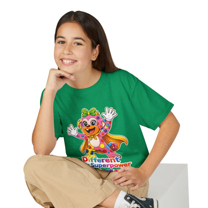 Panz™ Youth DryBlend® T-Shirt – "Different is My Superpower" Graphic | Smile Universe Collection