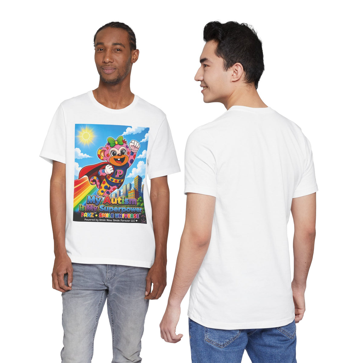 Panz™ Unisex Jersey Short Sleeve Tee – "My Autism is My Superpower" Graphic | Smile Universe Collection