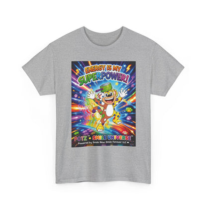 Potz™ Unisex Heavy Cotton™ Tee – "Energy is My Superpower!" Graphic Tee | Smile Universe Collection