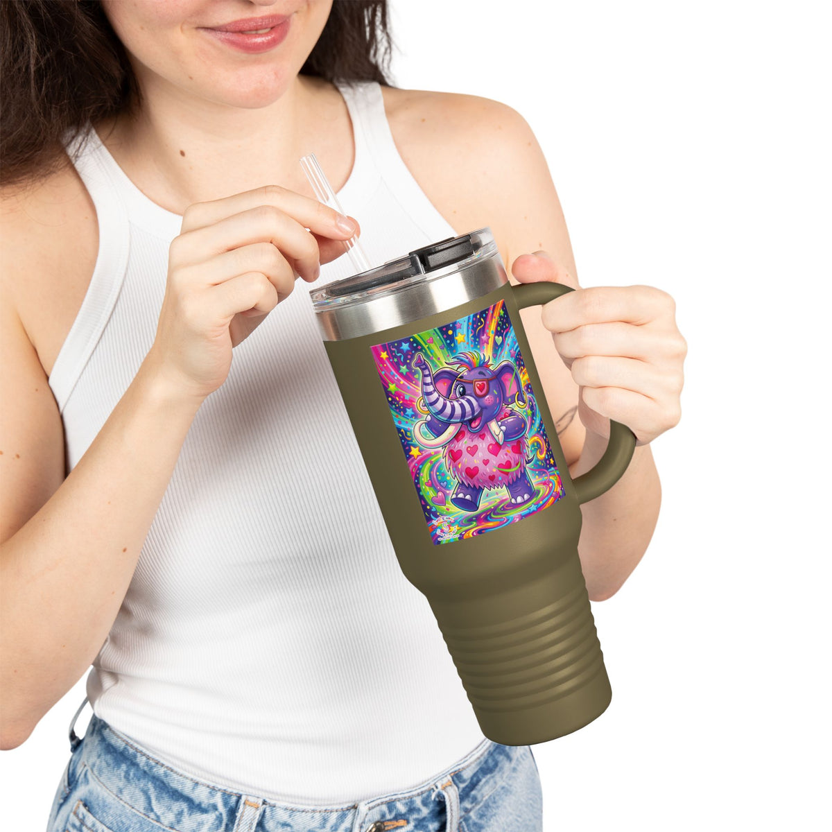 Piklez™ 40oz Insulated Travel Mug – "Born to Celebrate!" Graphic | Smile Universe Collection
