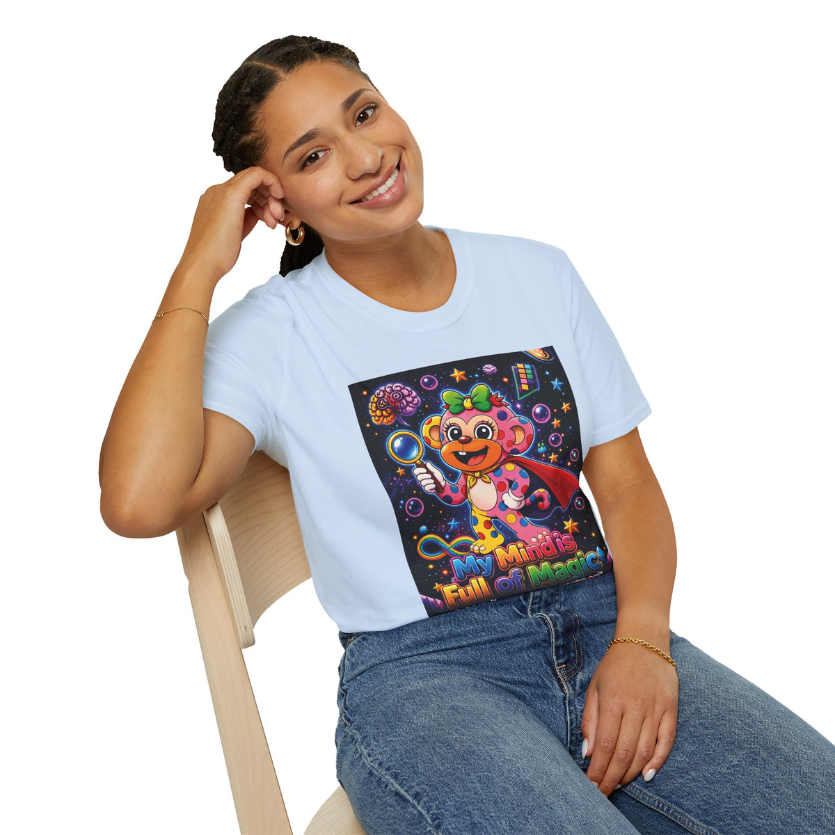 Panz™ Unisex Softstyle T-Shirt – "My Mind is Full of Magic" Graphic | Smile Universe Collection
