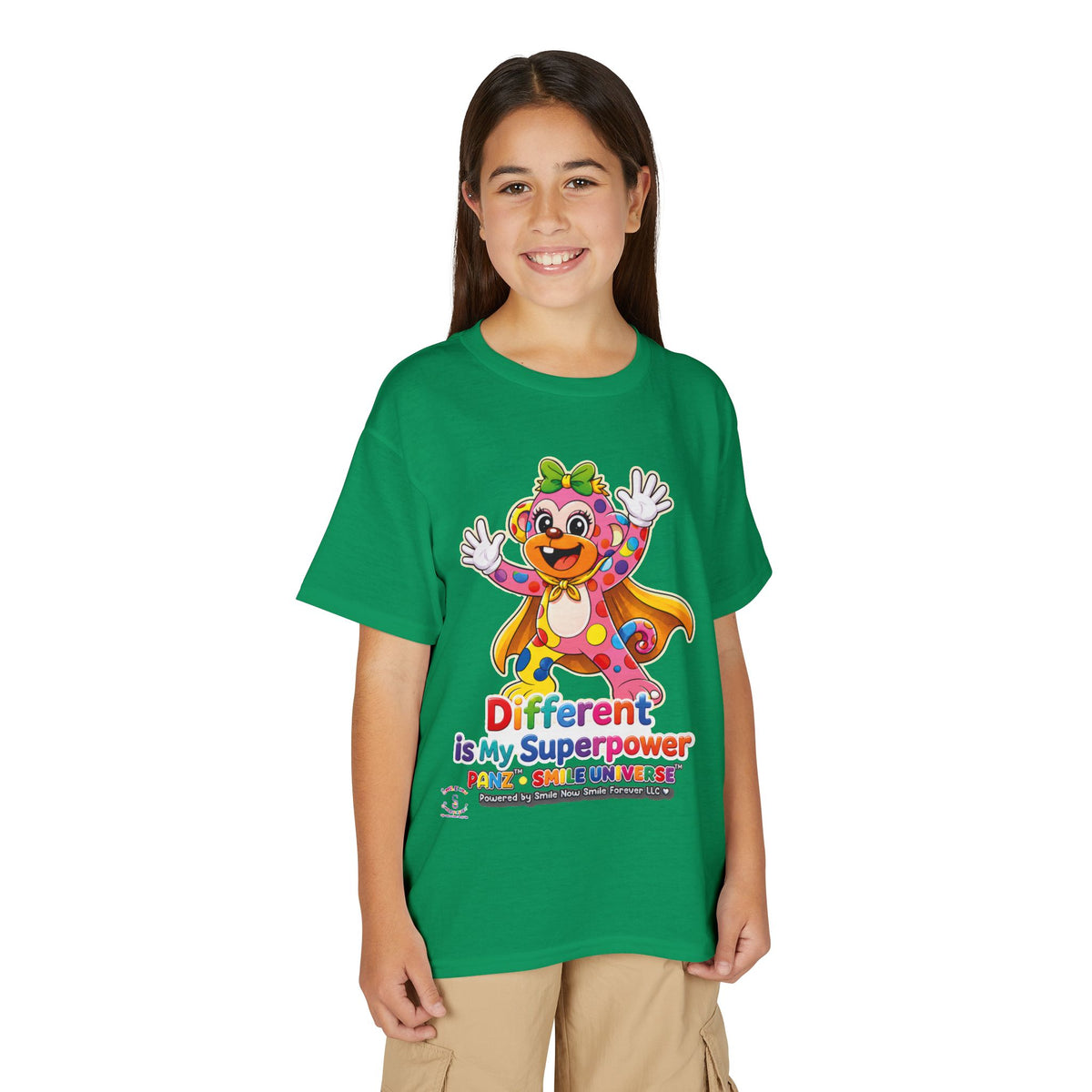 Panz™ Youth DryBlend® T-Shirt – "Different is My Superpower" Graphic | Smile Universe Collection