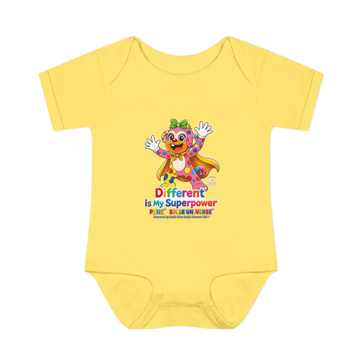 Panz™ Infant Baby Rib Bodysuit – "Different is My Superpower" Graphic | Smile Universe Collection
