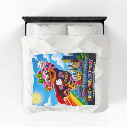 Panz™ Velveteen Plush Blanket – "My Autism is My Superpower" Graphic | Smile Universe Collection
