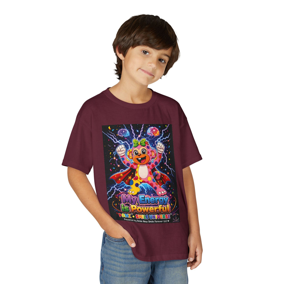 Panz™ Youth DryBlend® T-Shirt – "My Energy is Powerful" Graphic Tee | Smile Universe Collection