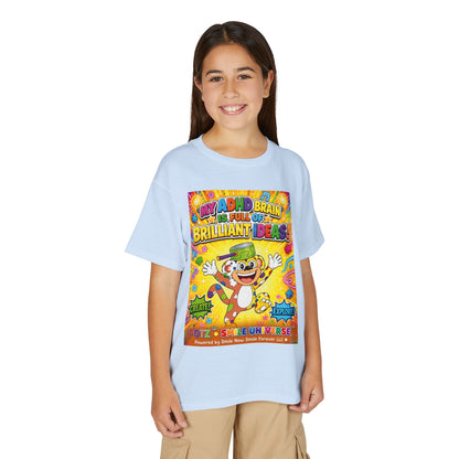 Potz™ Youth DryBlend® T-Shirt – "My ADHD Brain is Full of Brilliant Ideas!" Graphic Tee | Smile Universe Collection