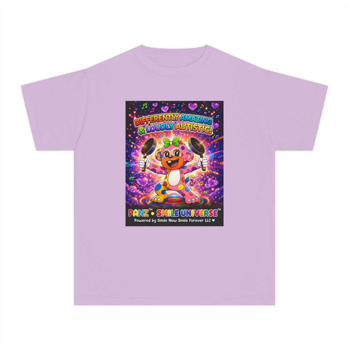 Panz™ Youth Midweight Tee – "Differently Amazing & Loudly Autistic!" Graphic | Smile Universe Collection