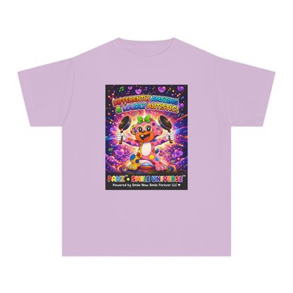 Panz™ Youth Midweight Tee – "Differently Amazing & Loudly Autistic!" Graphic | Smile Universe Collection