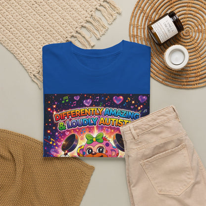 Panz™ Unisex Heavy Cotton™ Tee – "Differently Amazing & Loudly Autistic!" Graphic | Smile Universe Collection