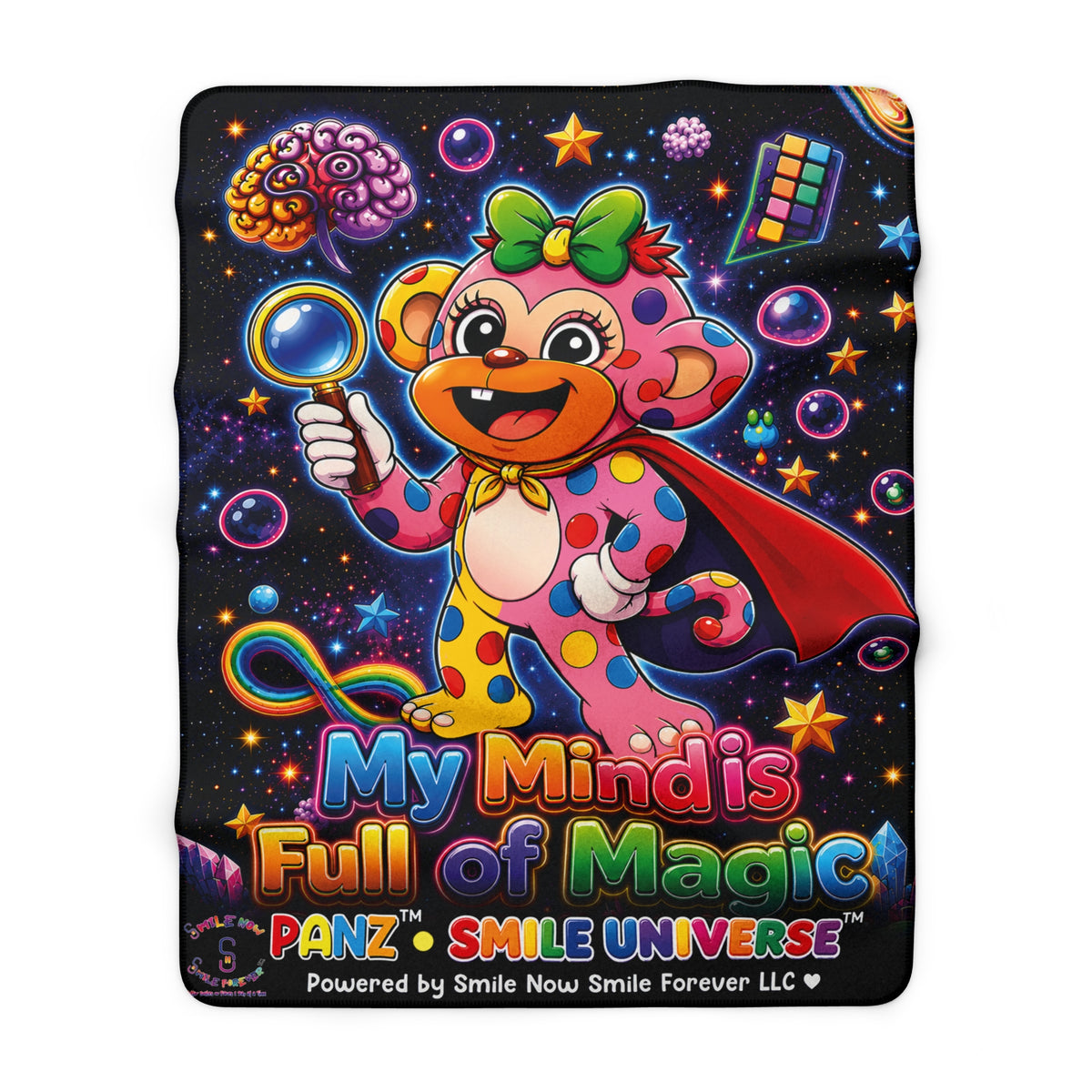 Panz™ Sherpa Fleece Blanket – "My Mind is Full of Magic" Graphic | Smile Universe Collection
