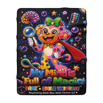 Panz™ Sherpa Fleece Blanket – "My Mind is Full of Magic" Graphic | Smile Universe Collection