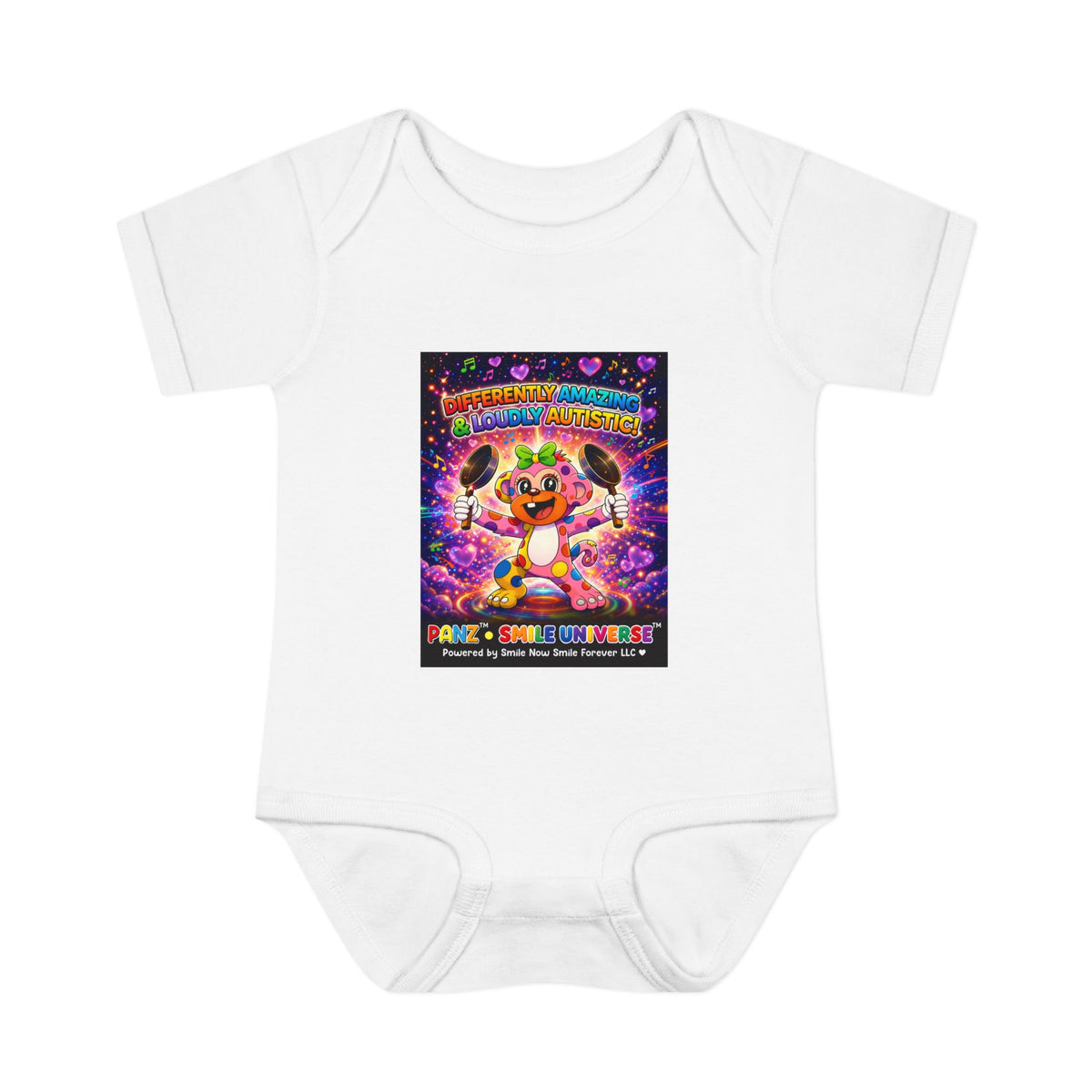 Panz™ Infant Baby Rib Bodysuit – "Differently Amazing & Loudly Autistic!" Graphic | Smile Universe Collection