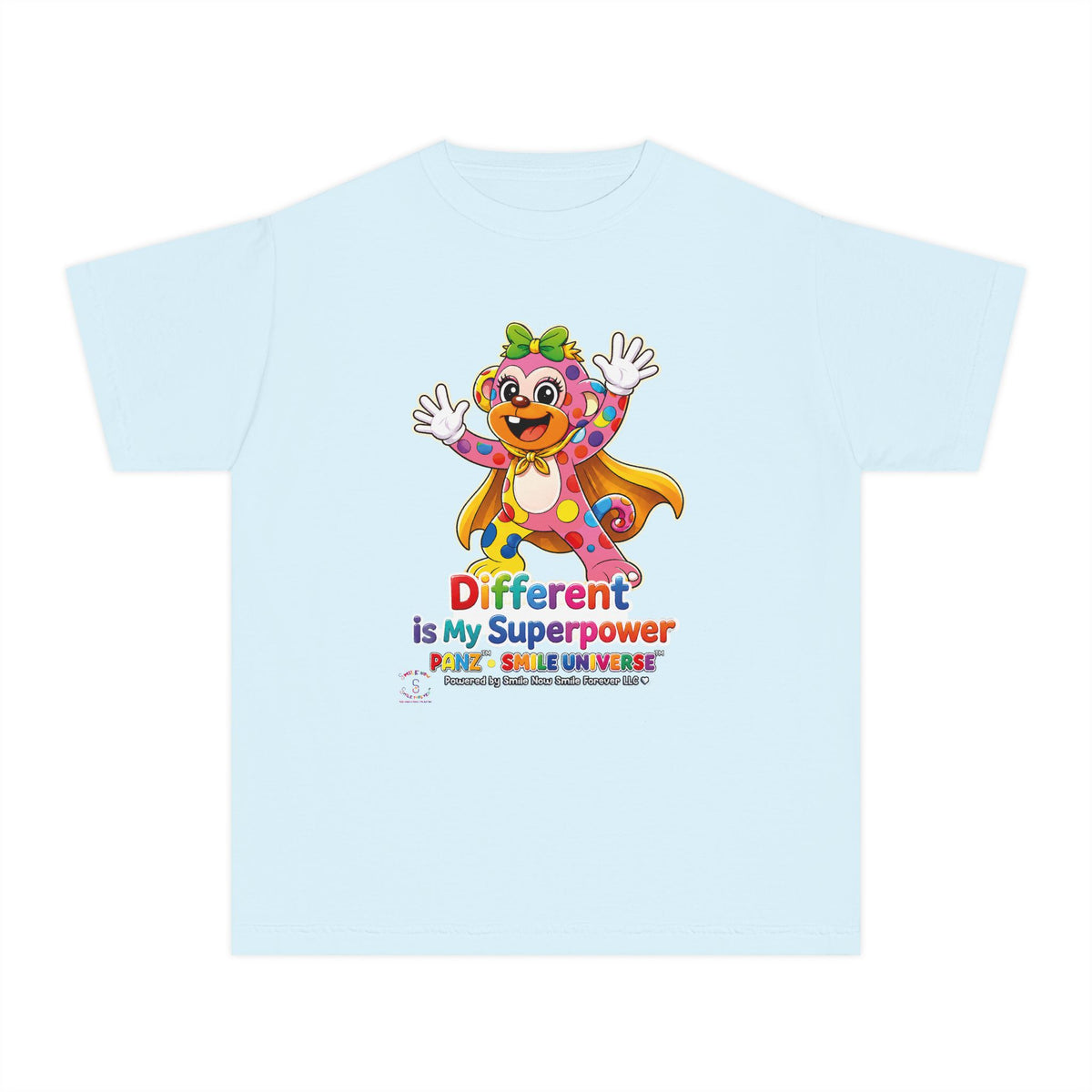 Panz™ Youth Midweight Tee – "Different is My Superpower" Graphic | Smile Universe Collection