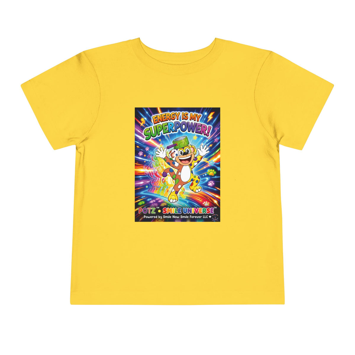 Potz™ Toddler Short Sleeve Tee – "Energy is My Superpower!" Graphic Tee | Smile Universe Collection