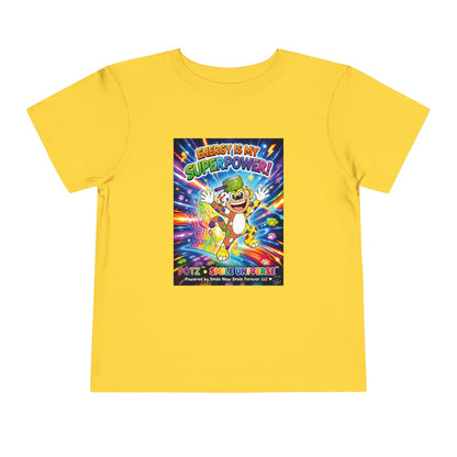 Potz™ Toddler Short Sleeve Tee – "Energy is My Superpower!" Graphic Tee | Smile Universe Collection
