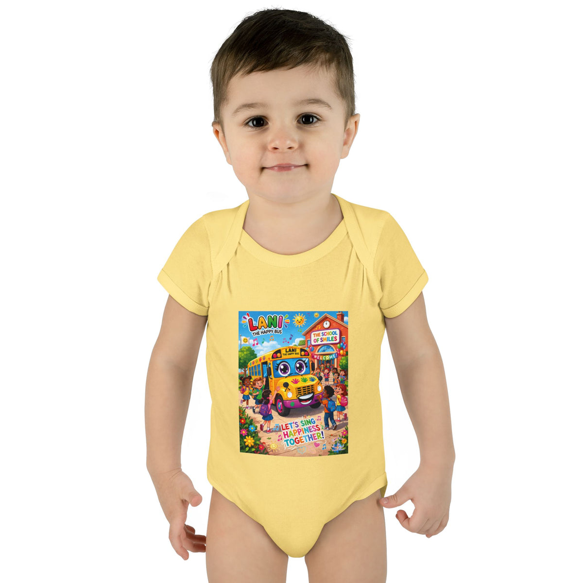 Lani™ Infant Baby Rib Bodysuit – "Let's Sing Happiness Together!" Graphic