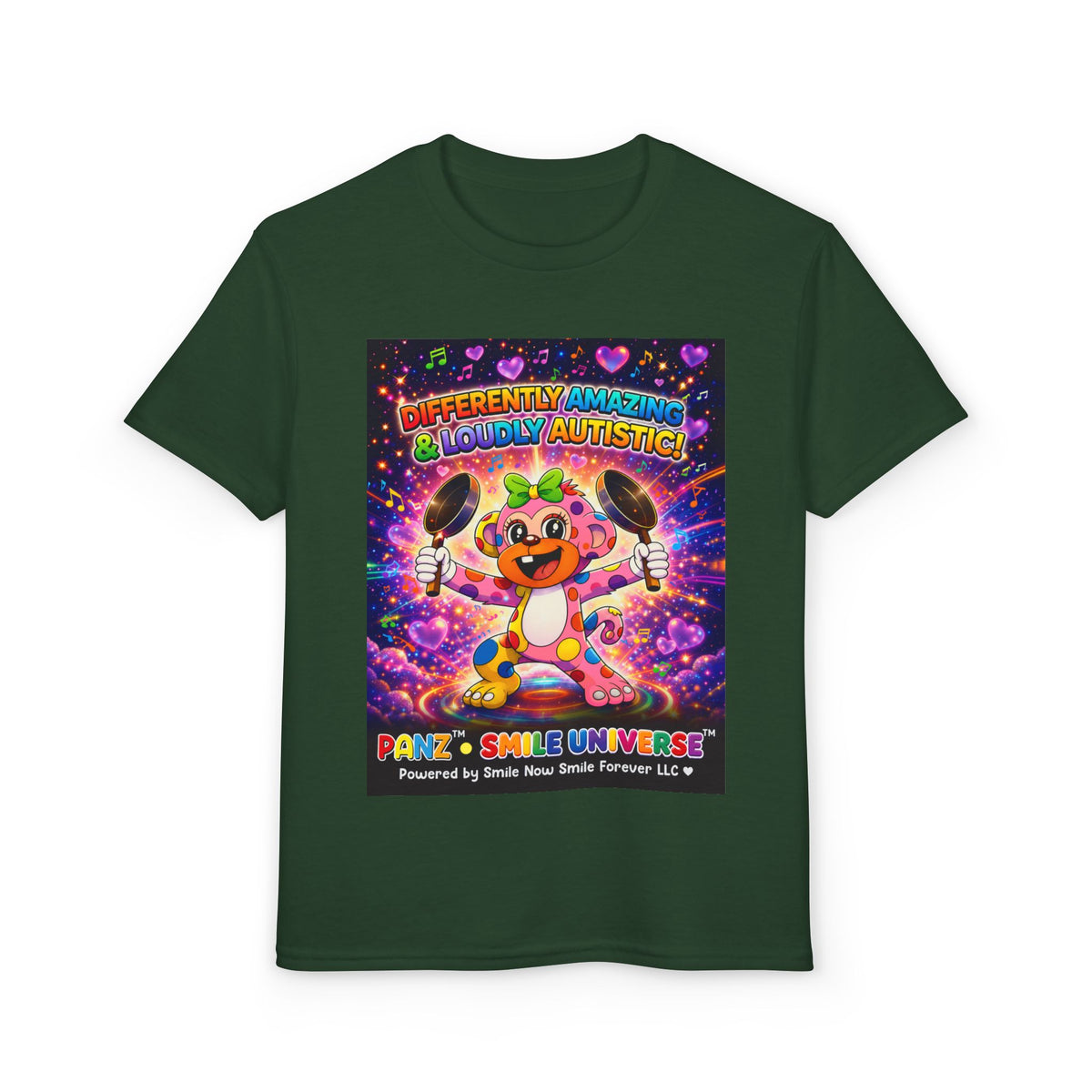 Panz™ Youth DryBlend® T-Shirt – "Differently Amazing & Loudly Autistic!" Graphic | Smile Universe Collection