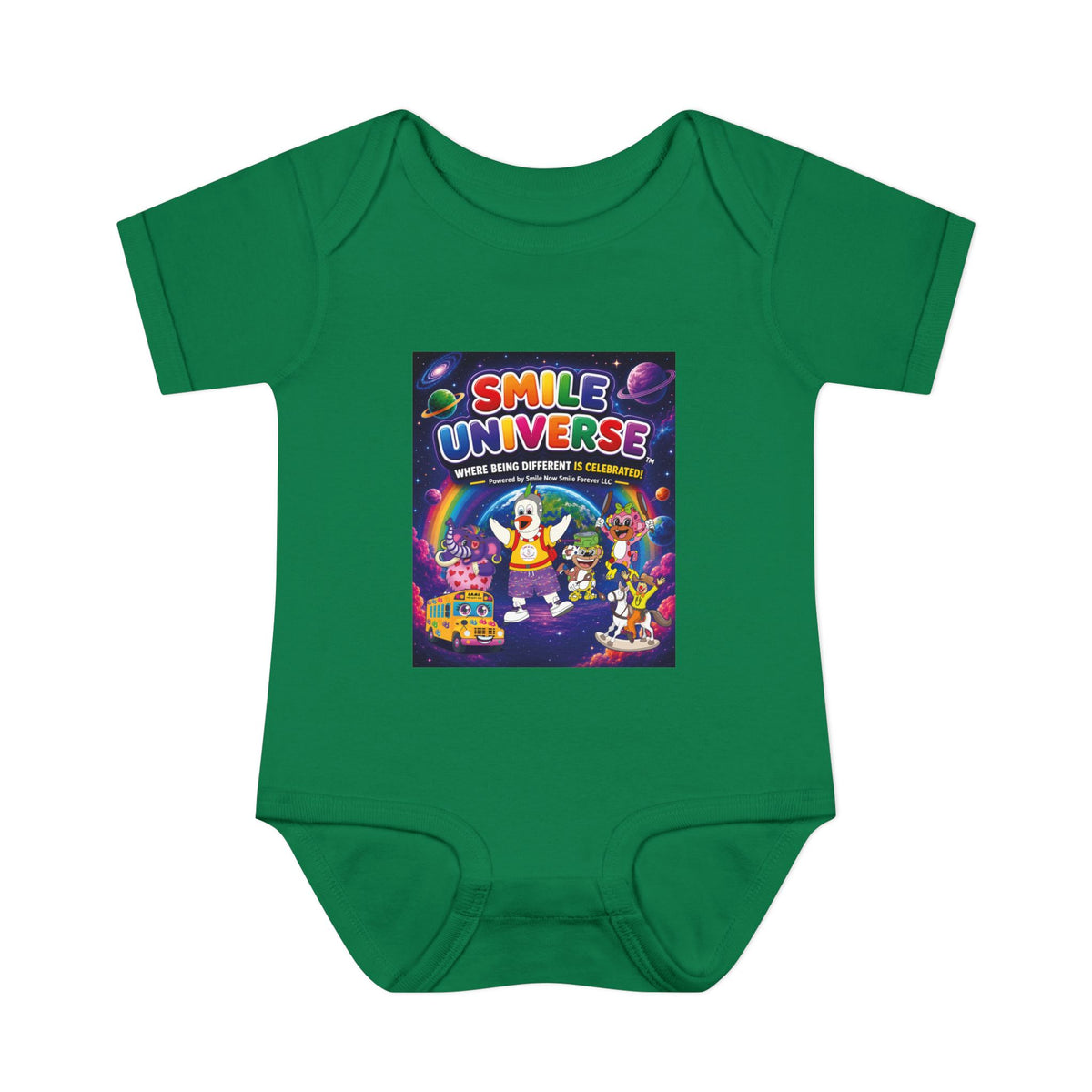 Smile Universe™ Infant Baby Rib Bodysuit – "Where Being Different is CELEBRATED!" Graphic