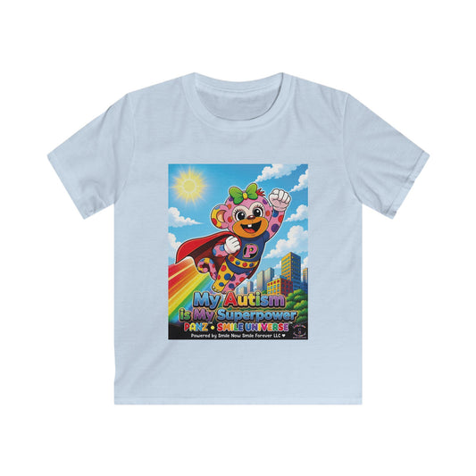 Panz™ Kids Softstyle Tee – "My Autism is My Superpower" Graphic | Smile Universe Collection