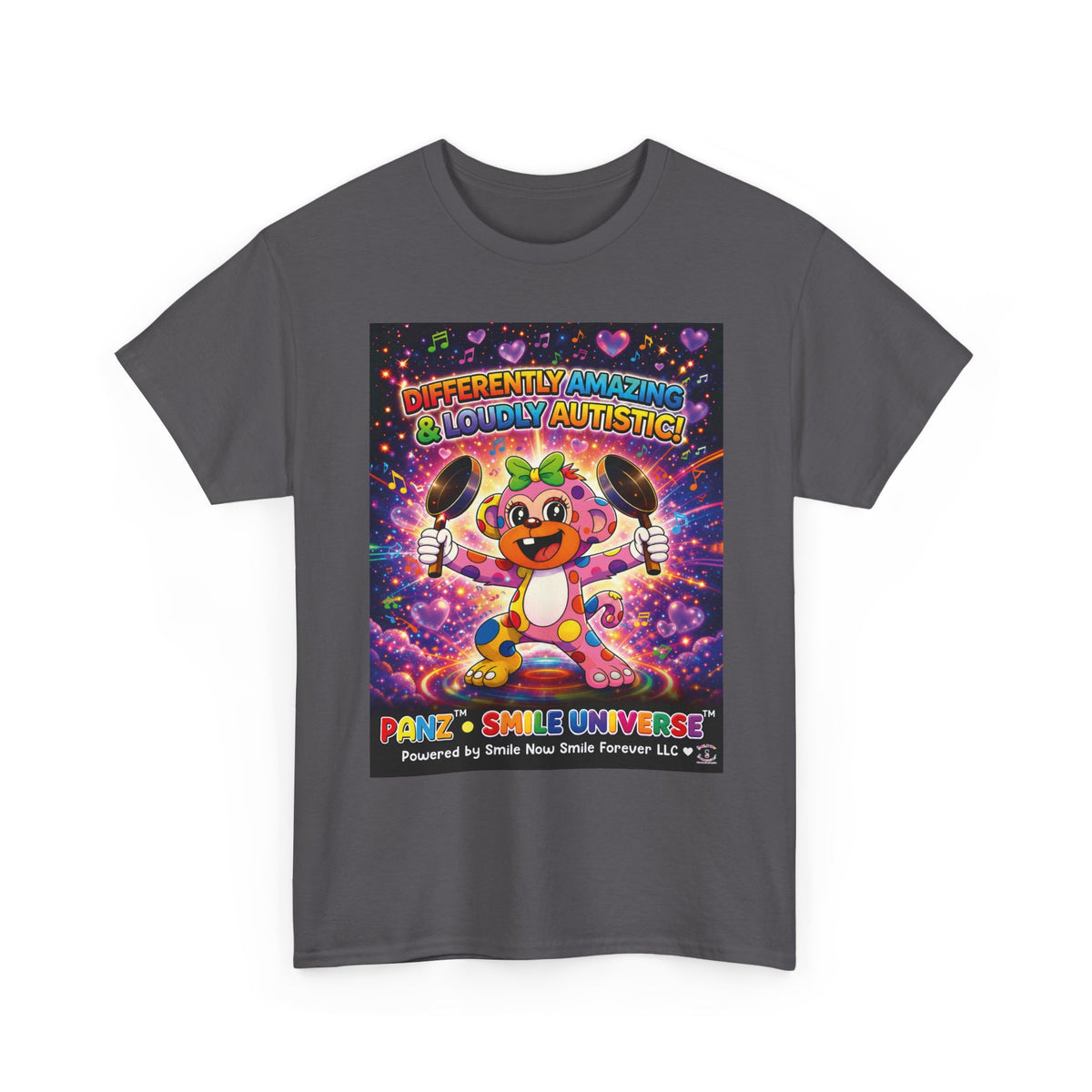 Panz™ Unisex Heavy Cotton™ Tee – "Differently Amazing & Loudly Autistic!" Graphic | Smile Universe Collection