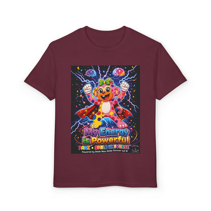 Panz™ Youth DryBlend® T-Shirt – "My Energy is Powerful" Graphic Tee | Smile Universe Collection